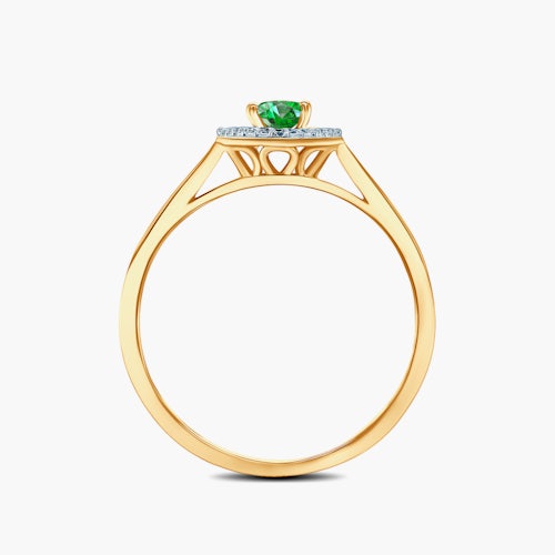 Pierścionek zaręczynowy SAVICKI: dwukolorowe złoto, szmaragd, diamenty